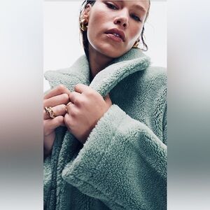 🔥Mint Green Long Line Sherpa Coat🧥